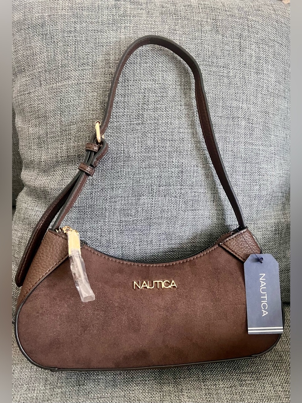 Nautica Chocolate Brown Suede Shoulder Bag